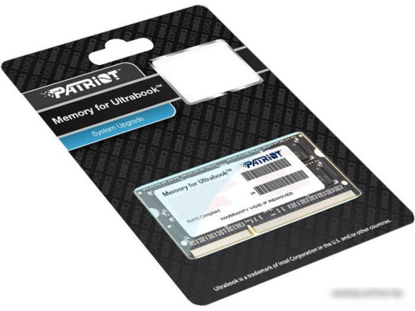 Оперативная память Patriot Memory for Ultrabook 8GB DDR3 SO-DIMM PC3-12800 (PSD38G1600L2S)