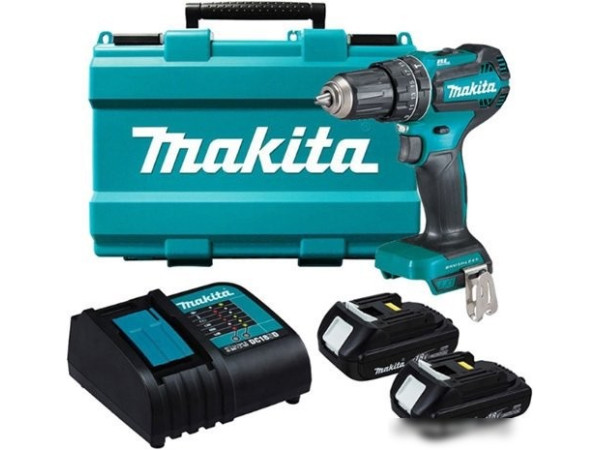 Ударная дрель-шуруповерт Makita DHP485SYE (с 2-мя АКБ, кейс)
