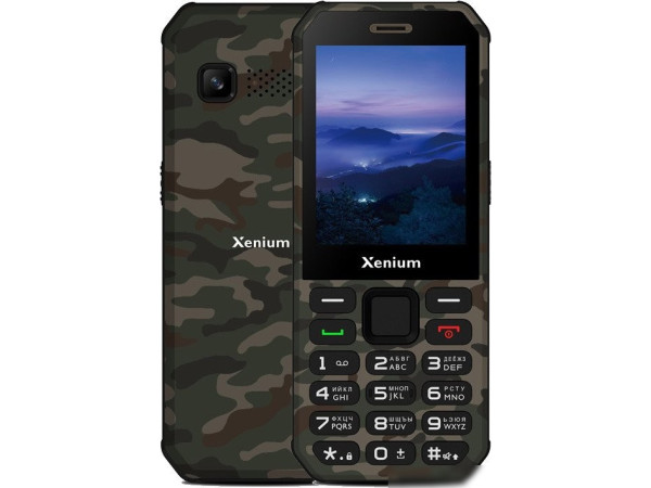 Кнопочный телефон Xenium X300 (зеленый камуфляж)