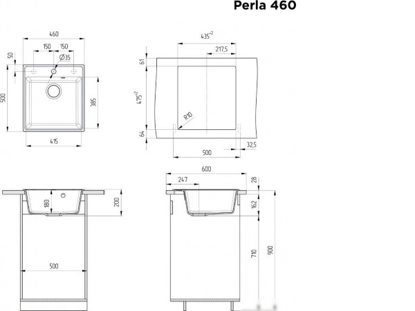 Кухонная мойка MAUNFELD Perla 460 MFQS-460LGR