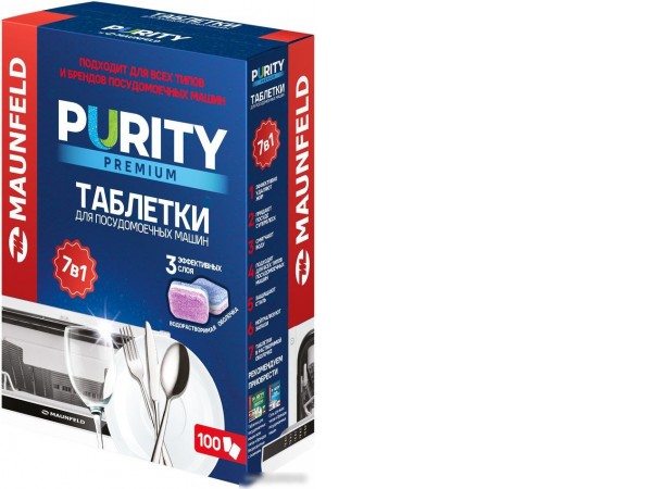 Таблетки для посудомоечной машины MAUNFELD Purity Premium all in 1 MDT100PP (100 шт)