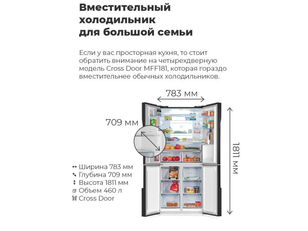 Четырёхдверный холодильник MAUNFELD MFF181NFB