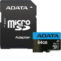 Карта памяти ADATA Premier AUSDX64GUICL10A1-RA1 microSDXC 64GB (с адаптером)