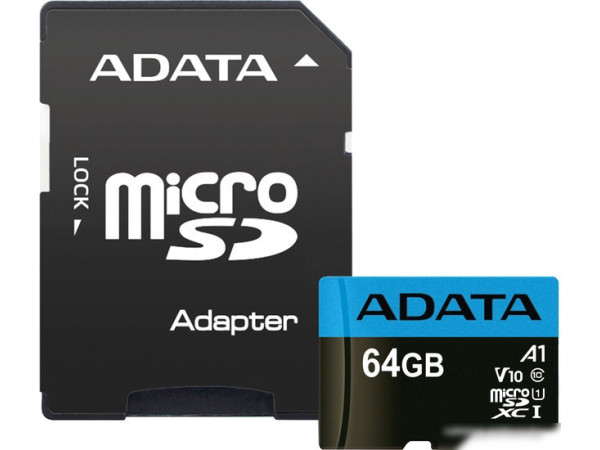 Карта памяти ADATA Premier AUSDX64GUICL10A1-RA1 microSDXC 64GB (с адаптером)