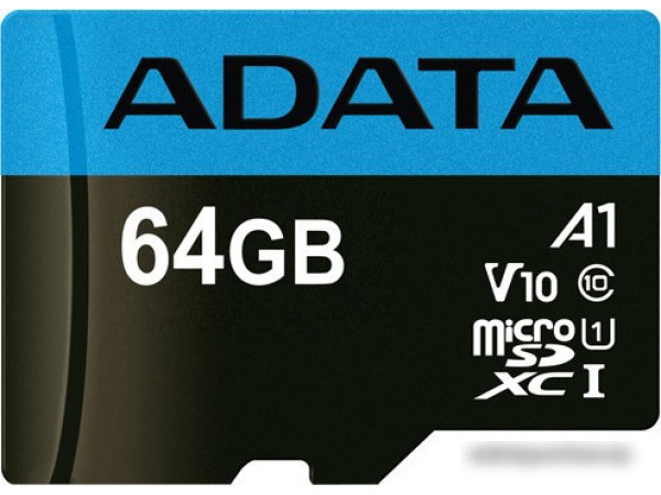 Карта памяти ADATA Premier AUSDX64GUICL10A1-RA1 microSDXC 64GB (с адаптером)