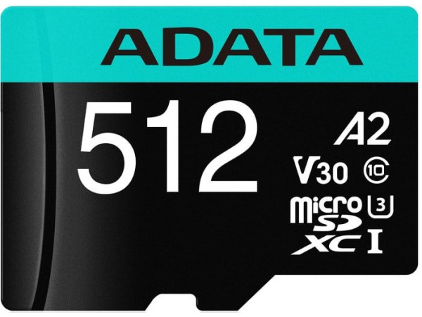 Карта памяти A-Data Premier Pro AUSDX512GUI3V30SA2-RA1 microSDXC 512GB (с адаптером)