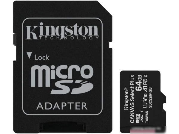 Карта памяти Kingston Canvas Select Plus microSDXC 64GB (с адаптером)