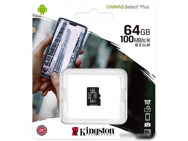 Карта памяти Kingston Canvas Select Plus microSDXC 64GB