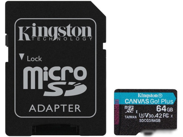 Карта памяти Kingston Canvas Go! Plus microSDXC 64GB (с адаптером)
