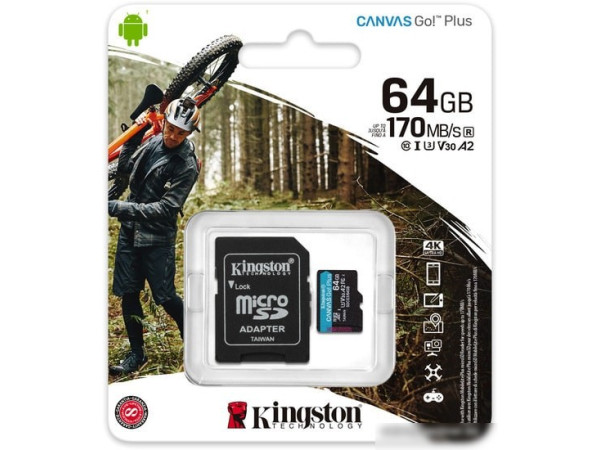 Карта памяти Kingston Canvas Go! Plus microSDXC 64GB (с адаптером)