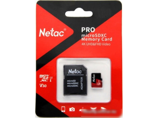 Карта памяти Netac P500 Extreme Pro 128GB NT02P500PRO-128G-R + адаптер