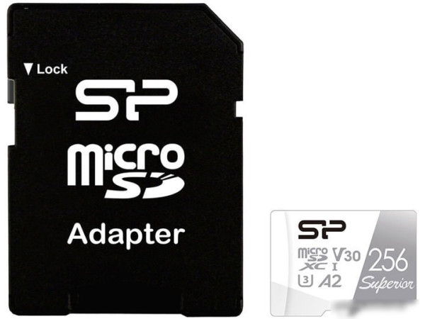 Карта памяти Silicon-Power Superior microSDXC SP256GBSTXDA2V20SP 256GB (с адаптером)