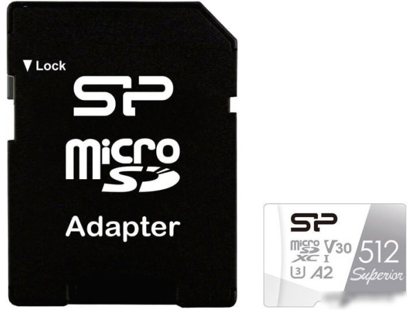 Карта памяти Silicon-Power Superior microSDXC SP512GBSTXDA2V20SP 512GB (с адаптером)