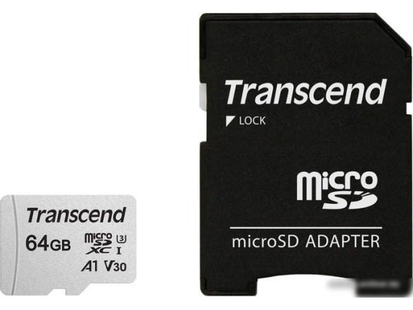Карта памяти Transcend microSDXC 300S 64GB + адаптер