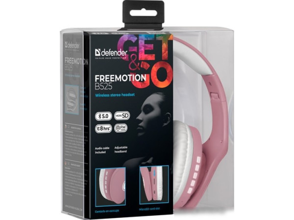Наушники Defender FreeMotion B525 (розовый/белый)