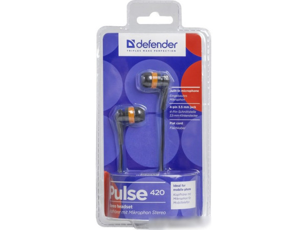 Наушники Defender Pulse 420 (черный/оранжевый) [63420]