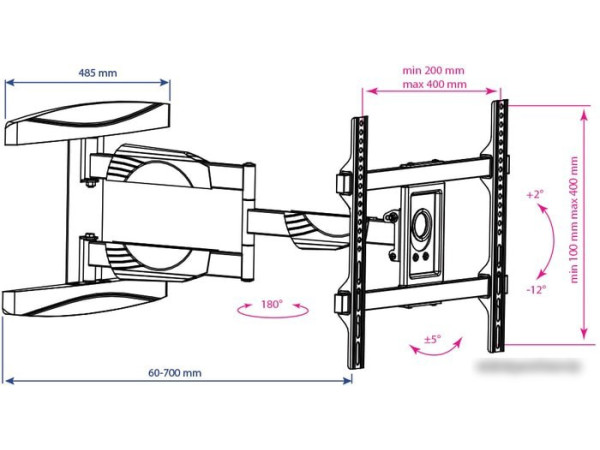 Кронштейн Kromax ATLANTIS-60 (черный)