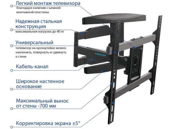 Кронштейн Kromax ATLANTIS-60 (черный)