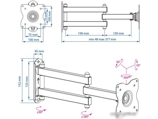 Кронштейн Kromax DIX-15W (белый)