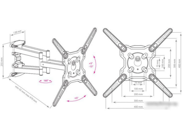 Кронштейн Kromax OPTIMA-407 (серый)