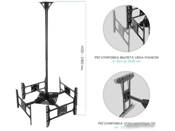 Кронштейн Onkron CPRO2L-4 (черный)