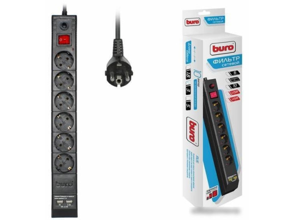 Сетевой фильтр Buro BU-SP3_USB_2A-B