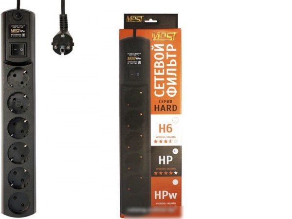 Сетевой фильтр Most HPW 2 м (черный)
