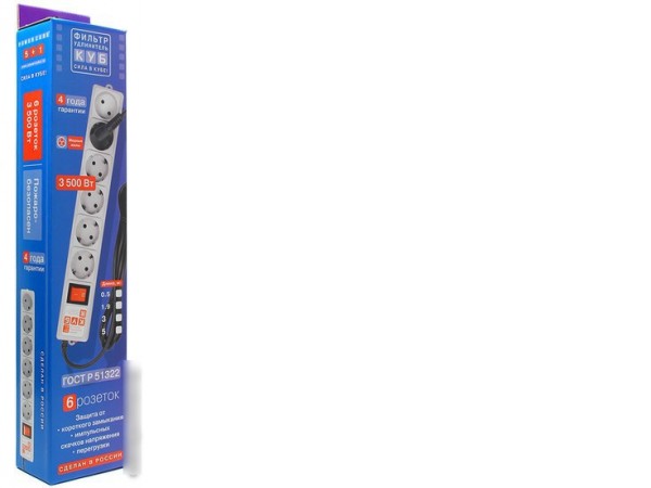 Сетевой фильтр Power Cube Куб SPG(5+1)-16B, 6 розеток, белый [SPG(5+1)-16B-1,9М]
