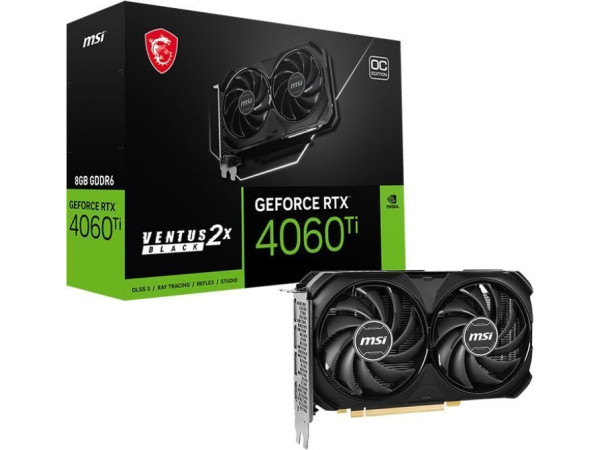 Видеокарта MSI GeForce RTX 4060 Ti Ventus 2X BLACK 8G OC