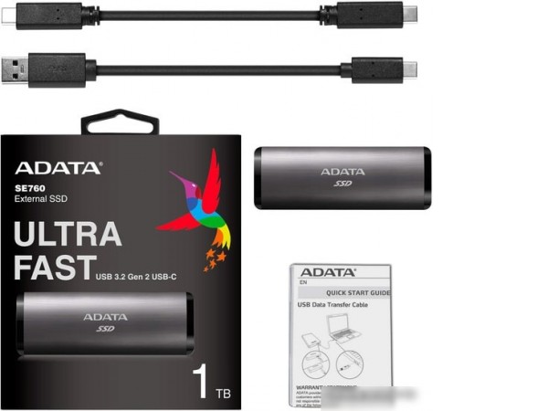 Внешний накопитель A-Data SE760 1TB ASE760-1TU32G2-CTI (титан)