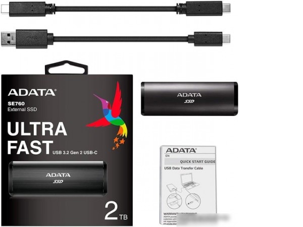 Внешний накопитель A-Data SE760 512GB ASE760-512GU32G2-CBK (черный)