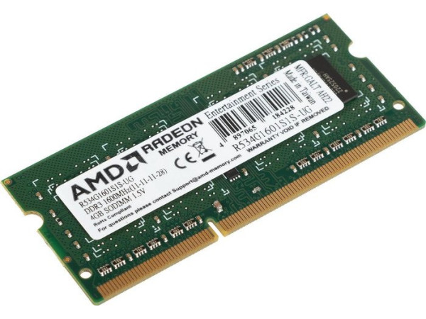 Оперативная память AMD 4GB DDR3 SO-DIMM 1600 МГц R534G1601S1S-UG
