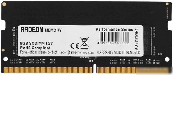 Оперативная память AMD Radeon R9 Gamer Series 8GB DDR4 SODIMM PC4-25600 R948G3206S2S-U