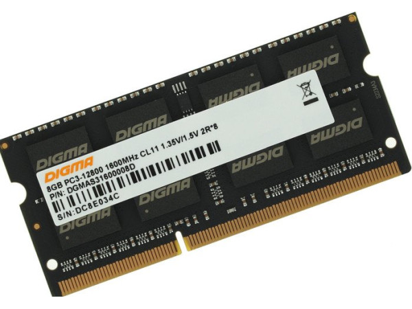 Оперативная память Digma 8ГБ DDR3 SODIMM 1600 МГц DGMAS31600008D