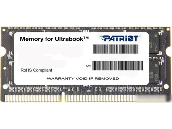Оперативная память Patriot Memory for Ultrabook 4GB DDR3 SO-DIMM PC3-12800 (PSD34G1600L81S)