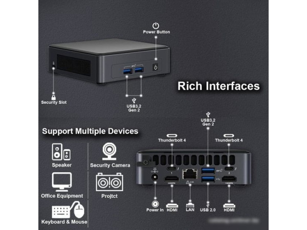 Компактный компьютер Intel NUC 11 Pro Kit BNUC11ATKPE0000