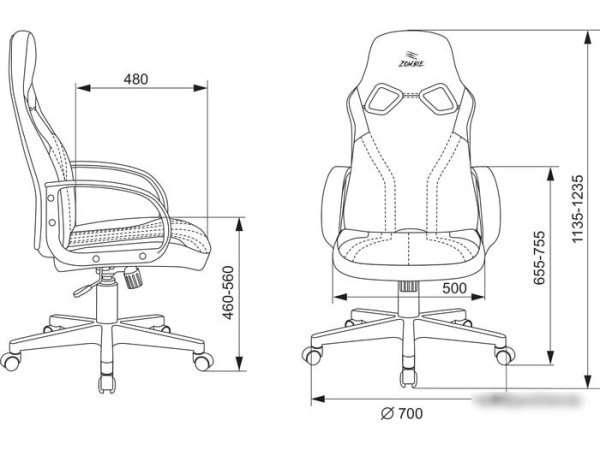 Кресло Бюрократ Zombie Runner (черный/красный)