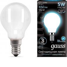 Светодиодная лампочка Gauss Filament Globe Opal E14 5W 4100K 105201205