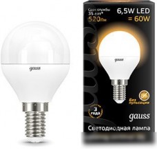 Светодиодная лампа Gauss E14 6.5 Вт 2700 К [105101107]