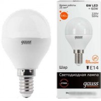 Светодиодная лампа Gauss Elementary E14 6Вт 2700К [53116]