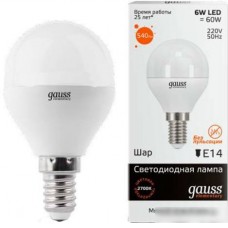 Светодиодная лампа Gauss Elementary E14 6Вт 2700К [53116]