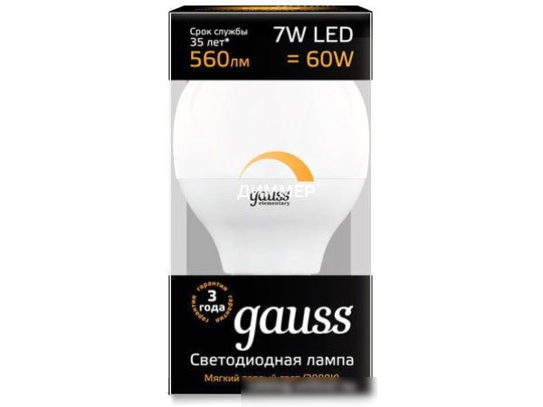 Светодиодная лампа Gauss Globe-dim E14 7 Вт 3000 К 105101107-D