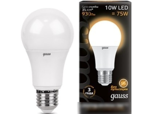Светодиодная лампа Gauss A60 E27 10 Вт 3000 K 102502110