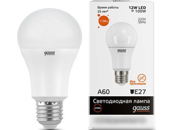 Светодиодная лампа Gauss Elementary E27 12Вт 2700K [23212]