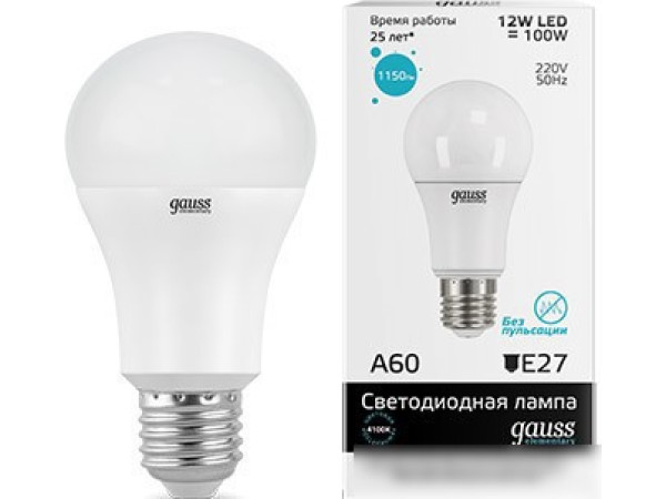 Светодиодная лампа Gauss Elementary E27 12Вт 4100K [23222]