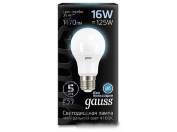 Светодиодная лампа Gauss LED A60 E27 16 Вт 3000 К 102502216