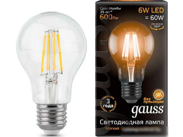 Светодиодная лампа Gauss E27 6Вт 2700К [102802106]
