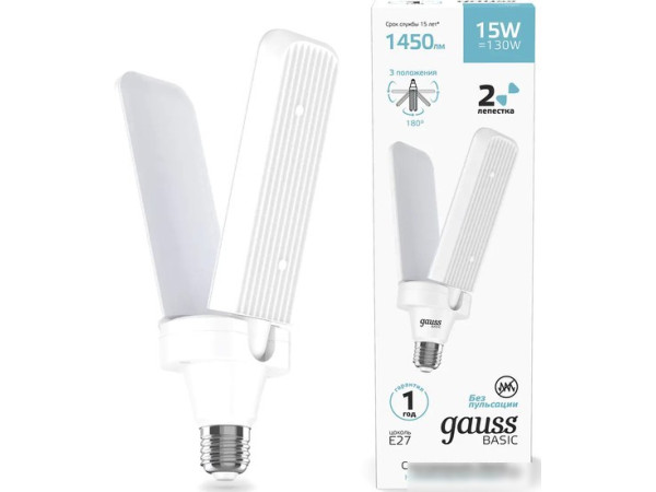 Светодиодная лампочка Gauss Basic Клевер-2 15W 1450lm 4000K E27 11732212