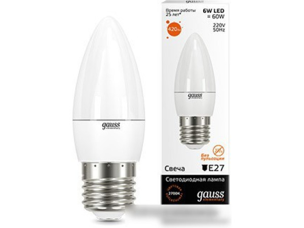 Светодиодная лампа Gauss Elementary E27 6Вт 2700K [33216]