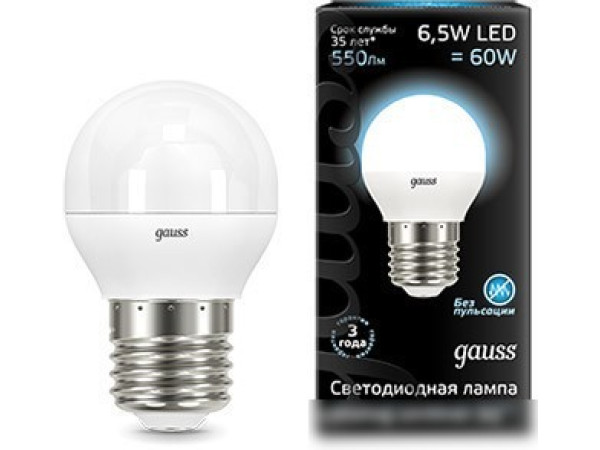 Светодиодная лампа Gauss E27 6.5 Вт 4100 К [105102207]